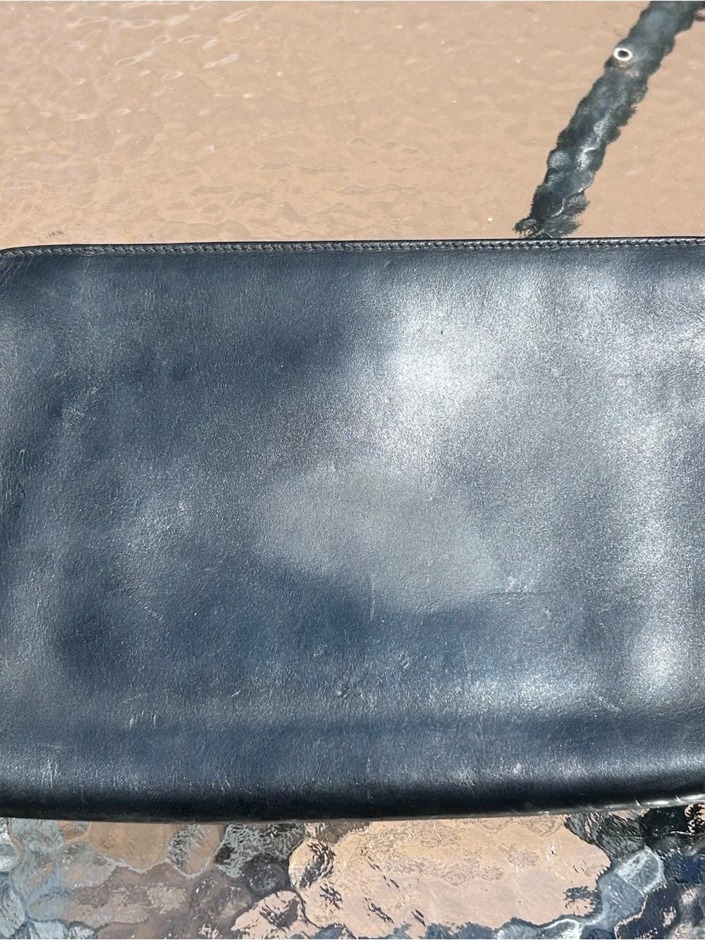 Vintage Dunhill Unisex Business Bag 1990s Clutch Wristlet Leather Black Y2K